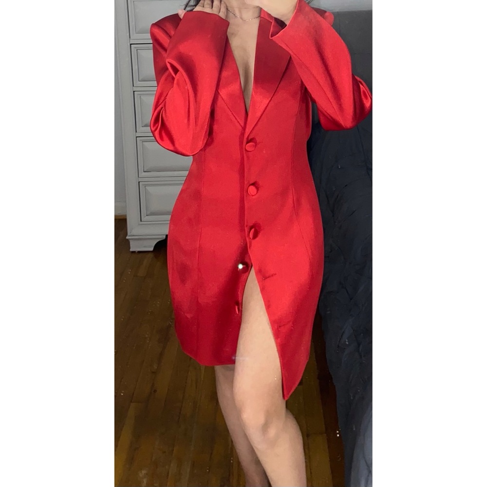 Naked wardrobe red silk dress